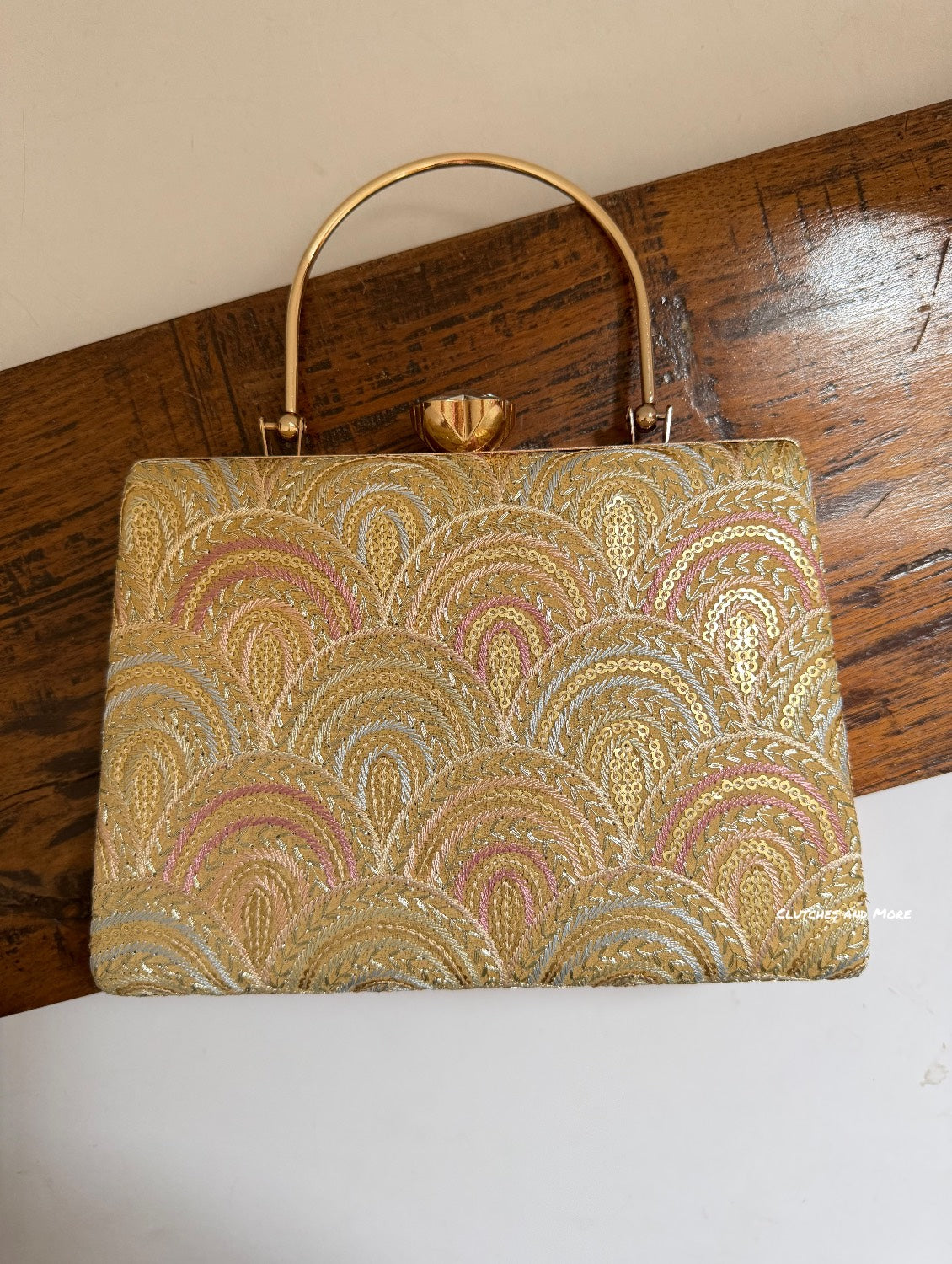 Rainbow Chikankari Bag Light Gold