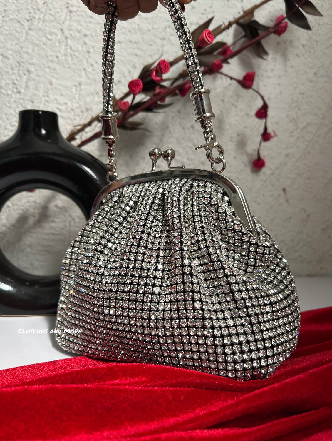 Rhinestone Silver Batua Bag