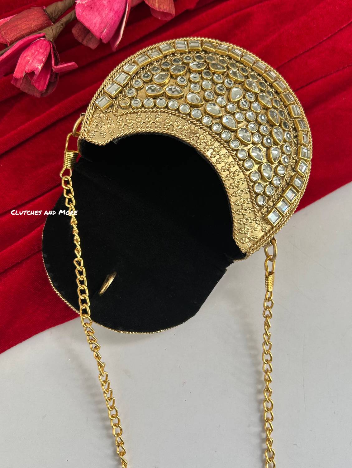 Kasika Kundan Brass Mini Clutch Gold