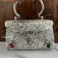 Silver Brass Clutch With Handle and Chain