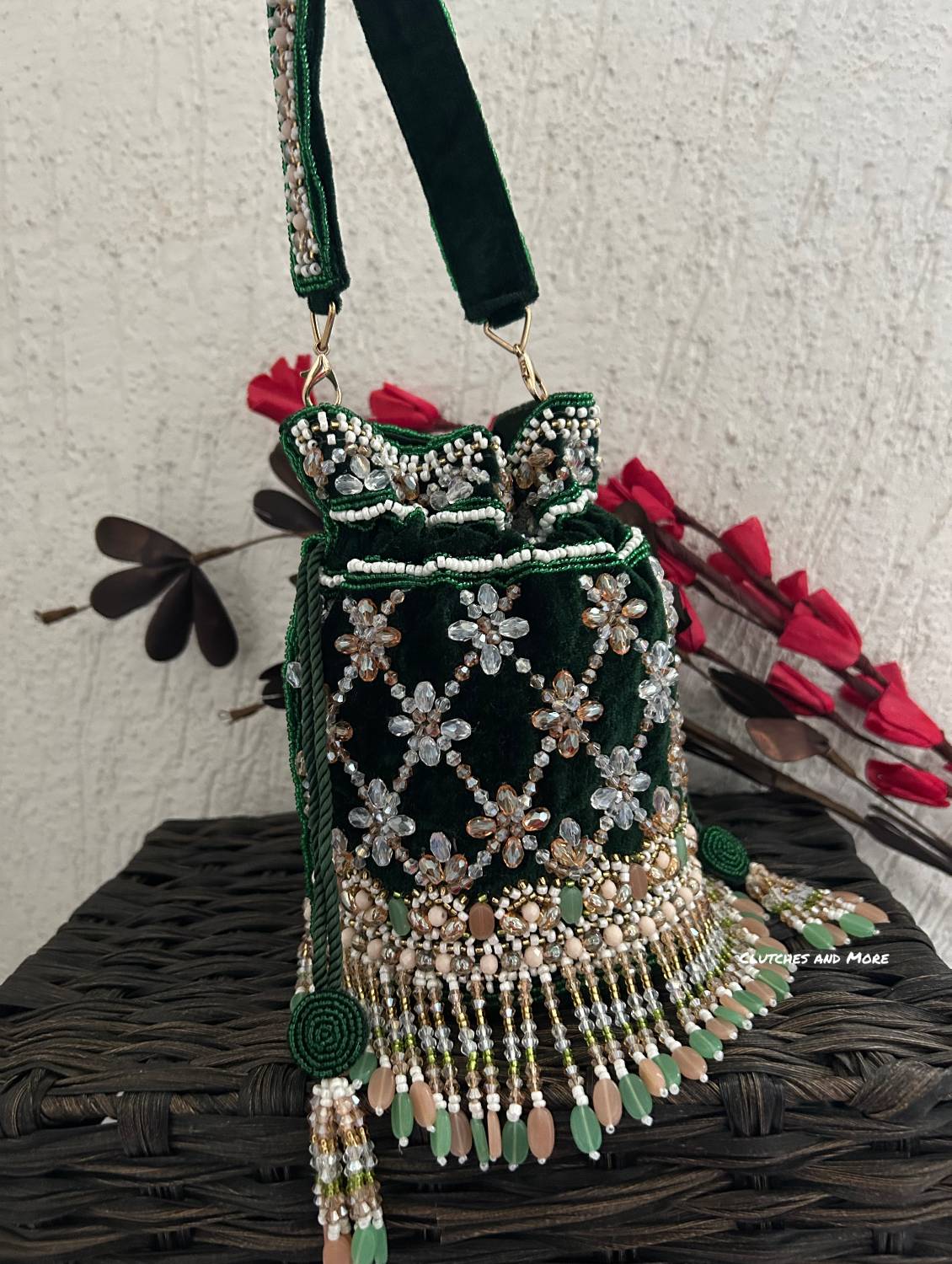 Vaidehi Luxe Potli Bag Green