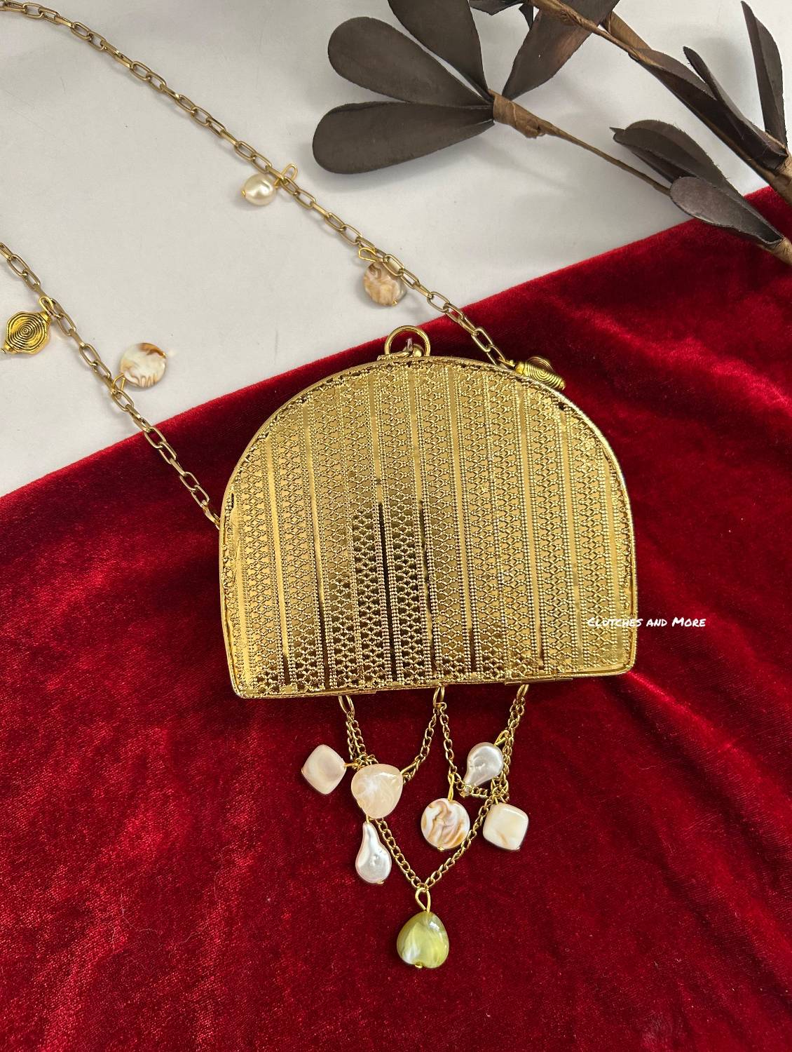 Mini Mother of Pearl Clutch Gold