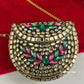 Kasika Kundan Brass Mini Clutch Multicolored