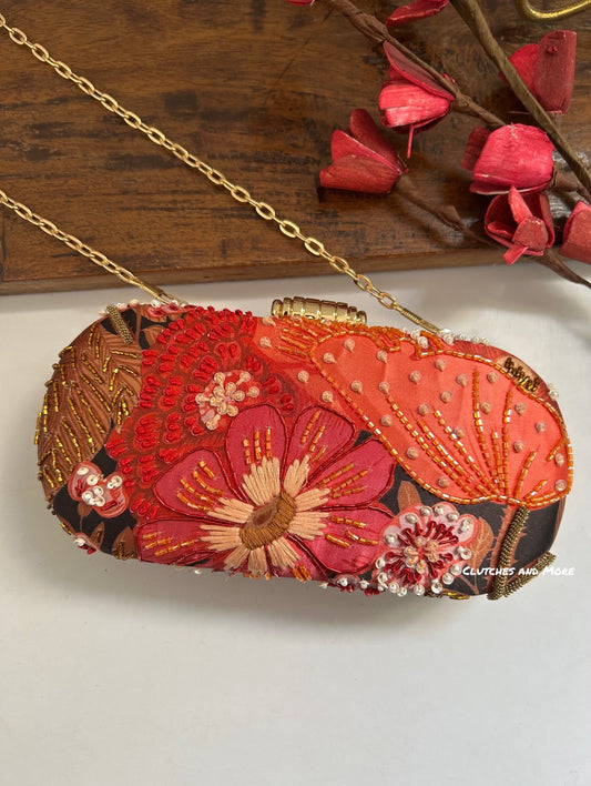 Poppy Floral Capsule Clutch Multicolored