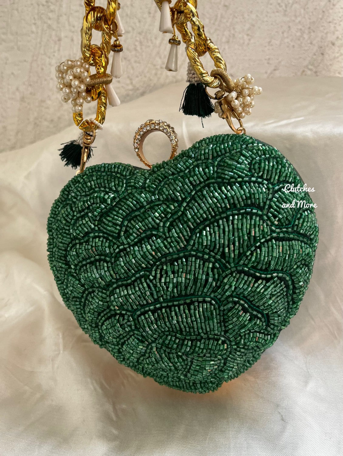 Love Affair Heart Clutch Green