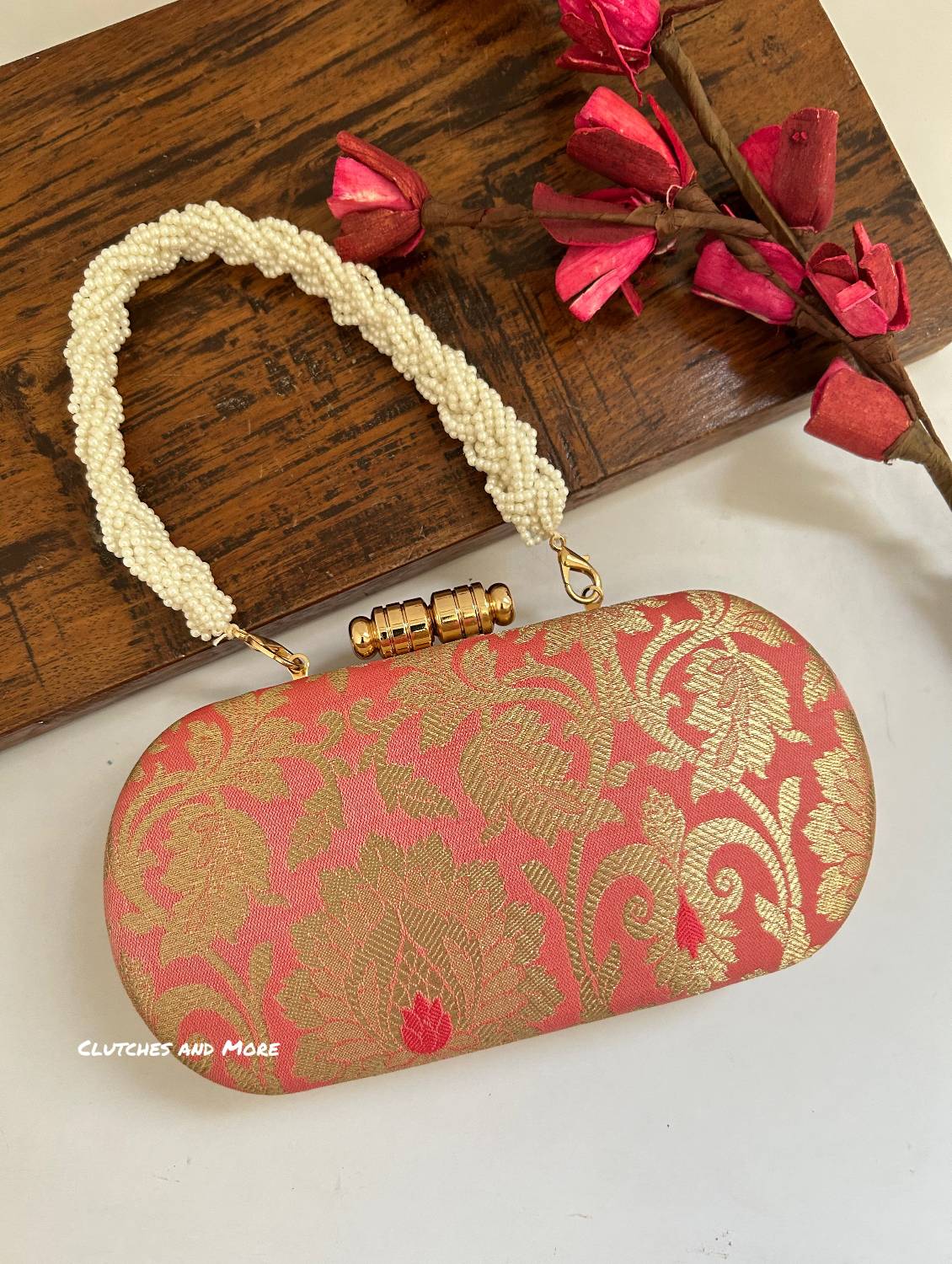 Adaa Banarsi Clutch Peach
