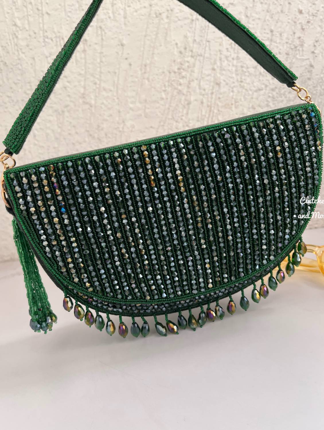 Half Moon Crystal Bag Green