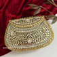 Kashish Kundan Brass Clutch White Gold