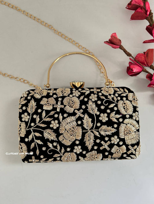 Gulnaar Embroidered Clutch Black