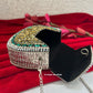 Kasika Kundan Brass Clutch Mini Silver Green