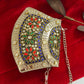 Kasika Kundan Brass Clutch Mini Silver Multicolored