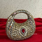 Kiana Kundan Clutch Mini Red Gold