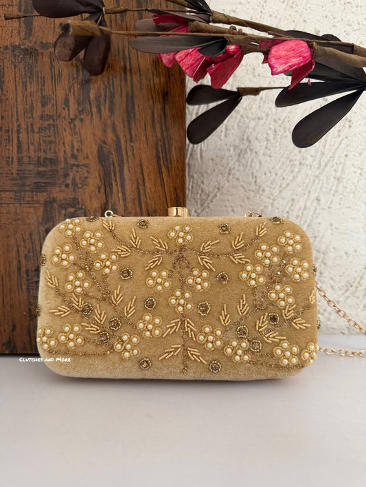 Maahi Gold Handwork Clutch Bag