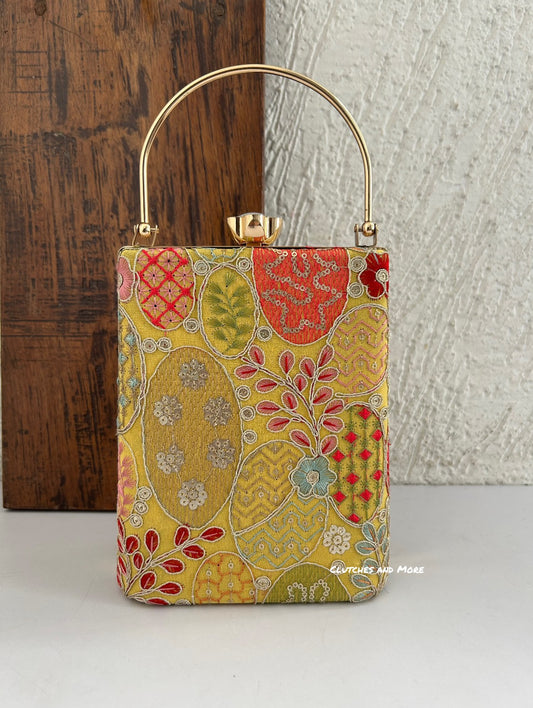 Ibadat Lakhnawi Chikankari Bag Yellow