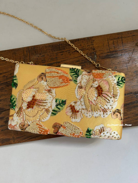 Poppy Yellow Floral Clutch