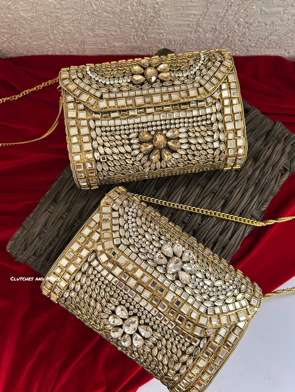 Kashish Kundan Brass Clutch Nude
