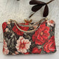 Poppy Green Red Floral Clutch with diamond handle