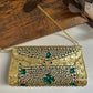 Kasika Kundan Brass Clutch Gold Green