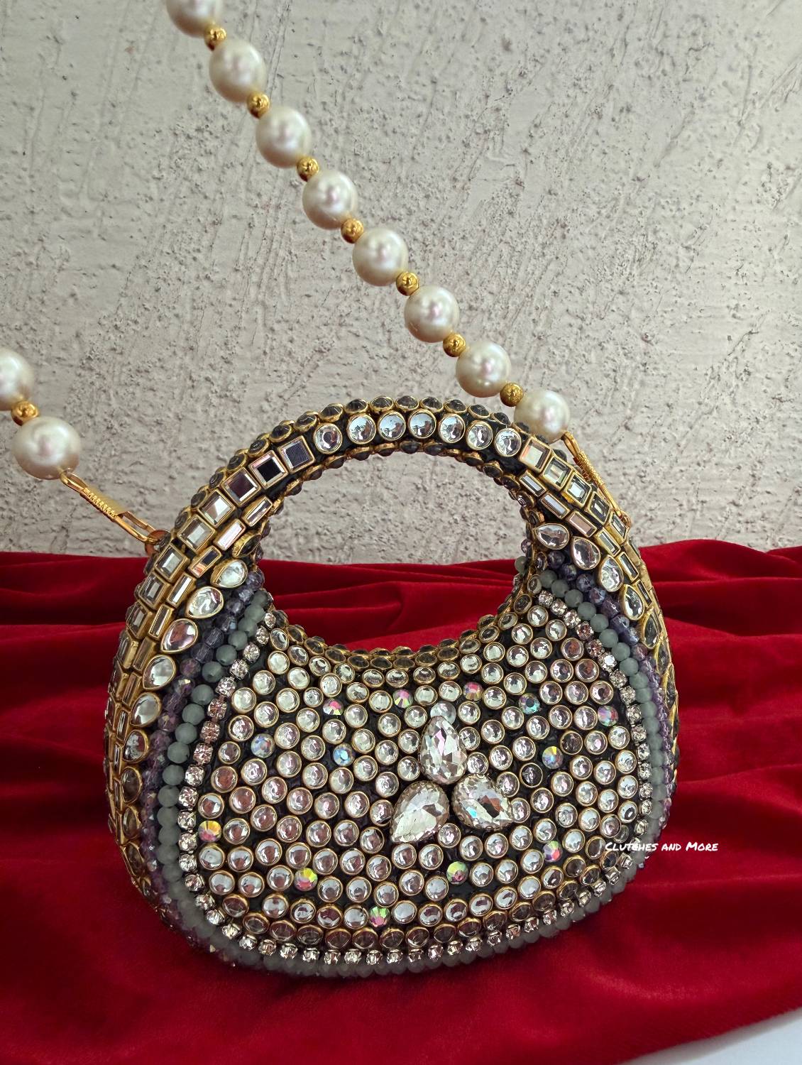 Kiana Kundan Clutch Mini Multicolored