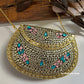Kasika Kundan Brass Clutch with Pink Blue