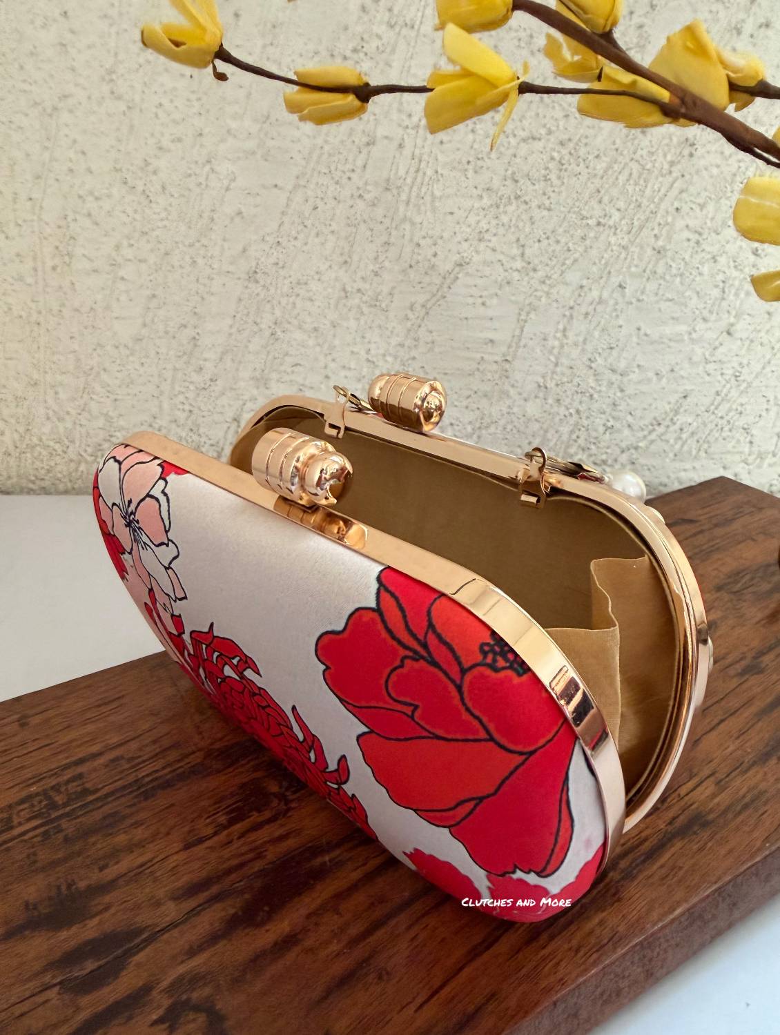 Paradise Red Multicolored Floral Clutch