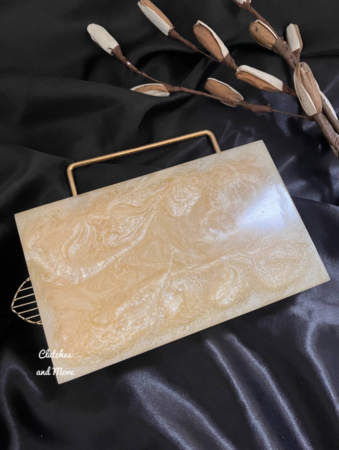 Light Gold Floral Resin Clutch