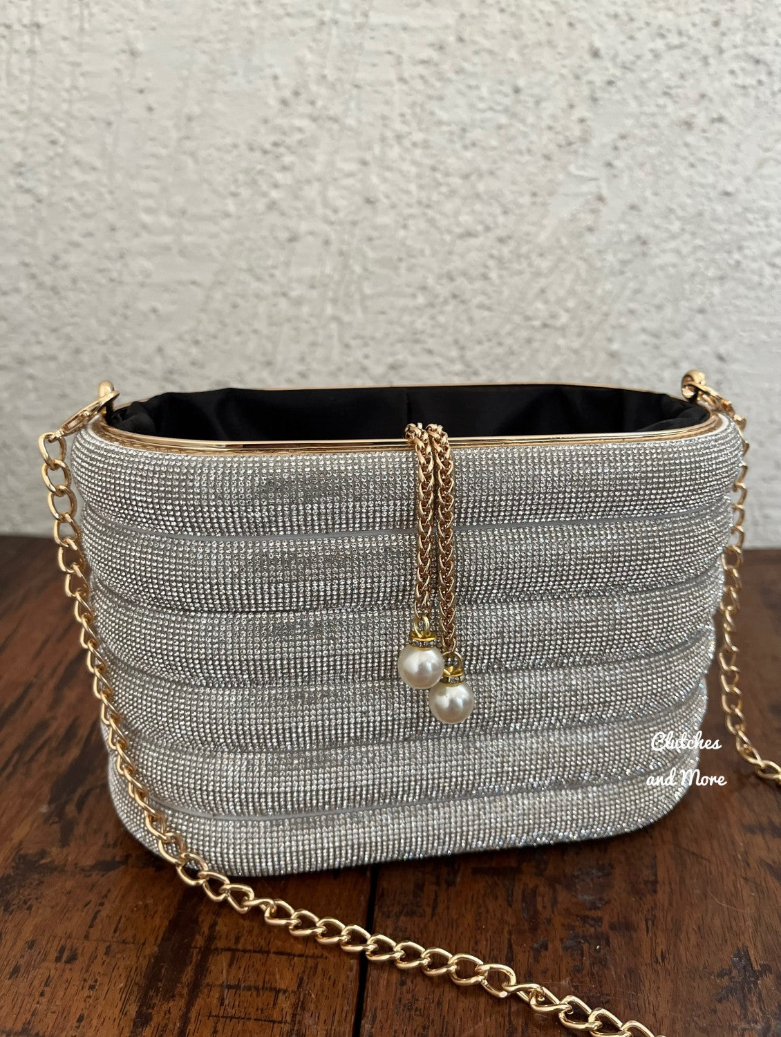 Rhinestone Bucket Bag Silver