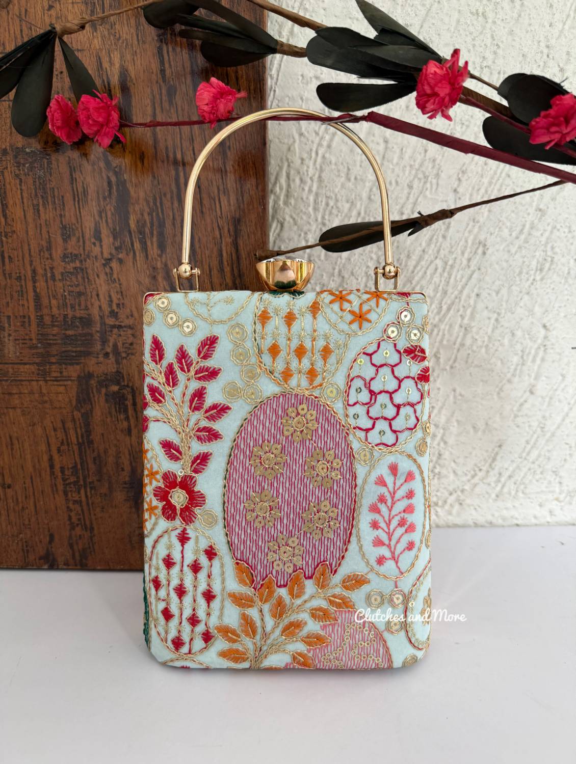 Ibadat Lakhnawi Chikankari Bag Light Blue