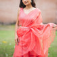 Peach Organza Pre Draped Saree Lehenga by Dorie