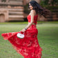 Red Organza Lehenga by Dorie