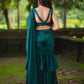 Green Satin Pre Draped Plazzo Saree by Dorie