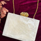 Kundan Resin Name clutch with Pearl Handle