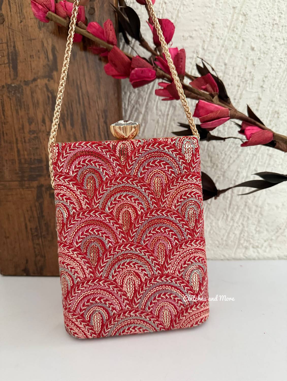 Ibadat Chikankari Bag Red