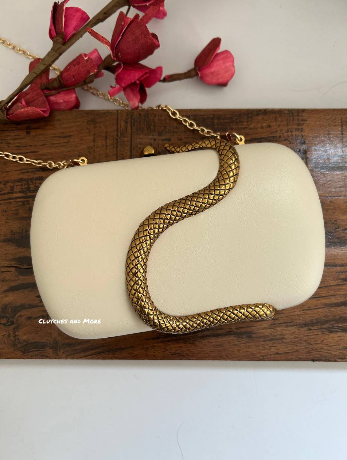BVLGARI Serpertine Clutch White