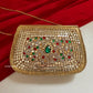 Kasika Kundan Brass Clutch Pearl Multicolored