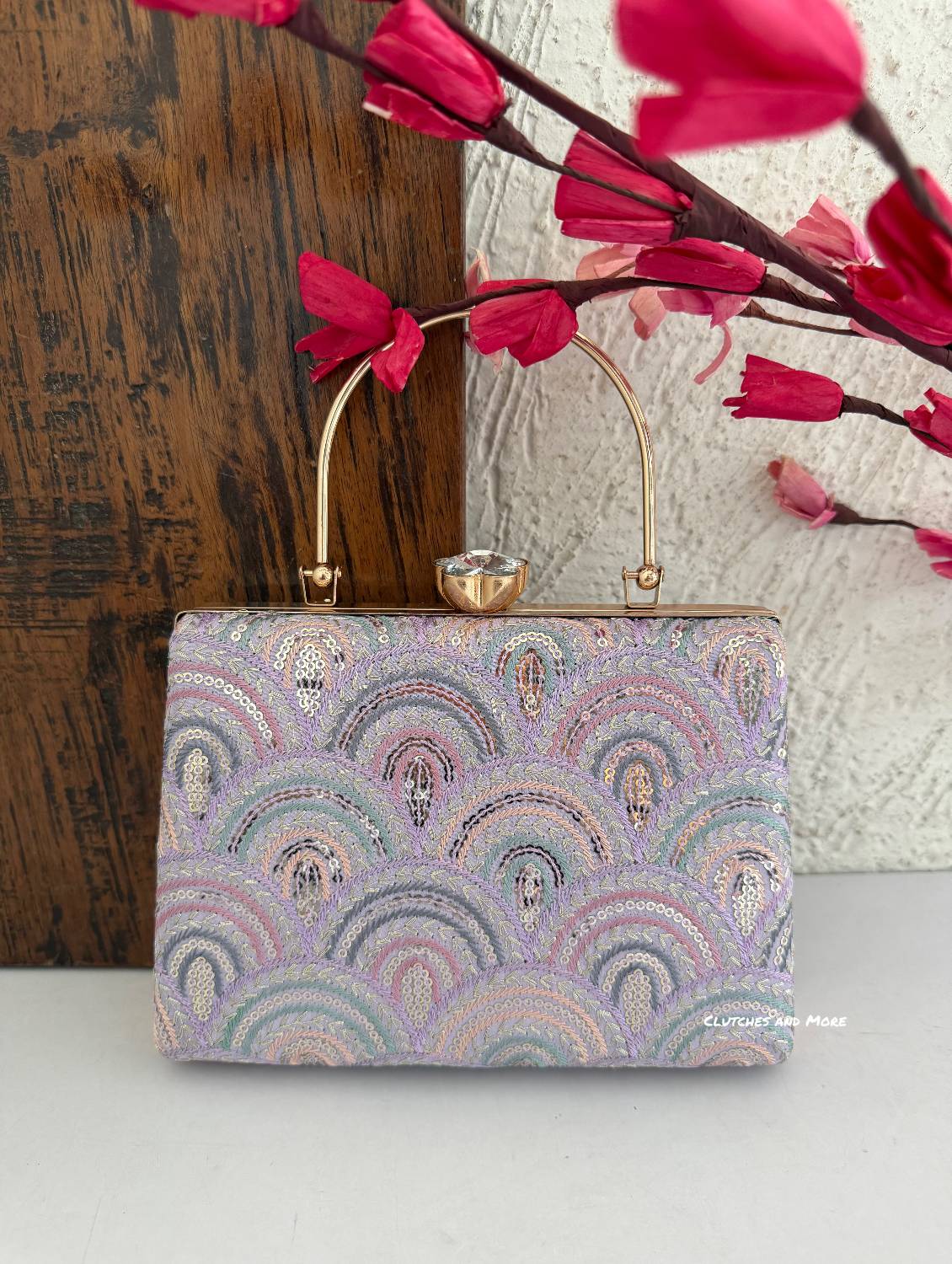 Rainbow Chikankari Bag Lavender