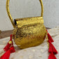 Ridhima Brass Clutch with Tassles (Red)
