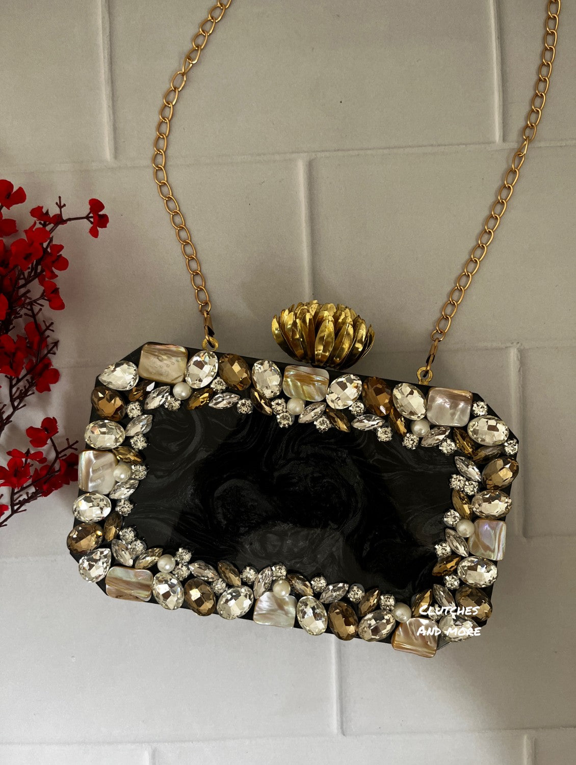 Black Resin Octagon Clutch