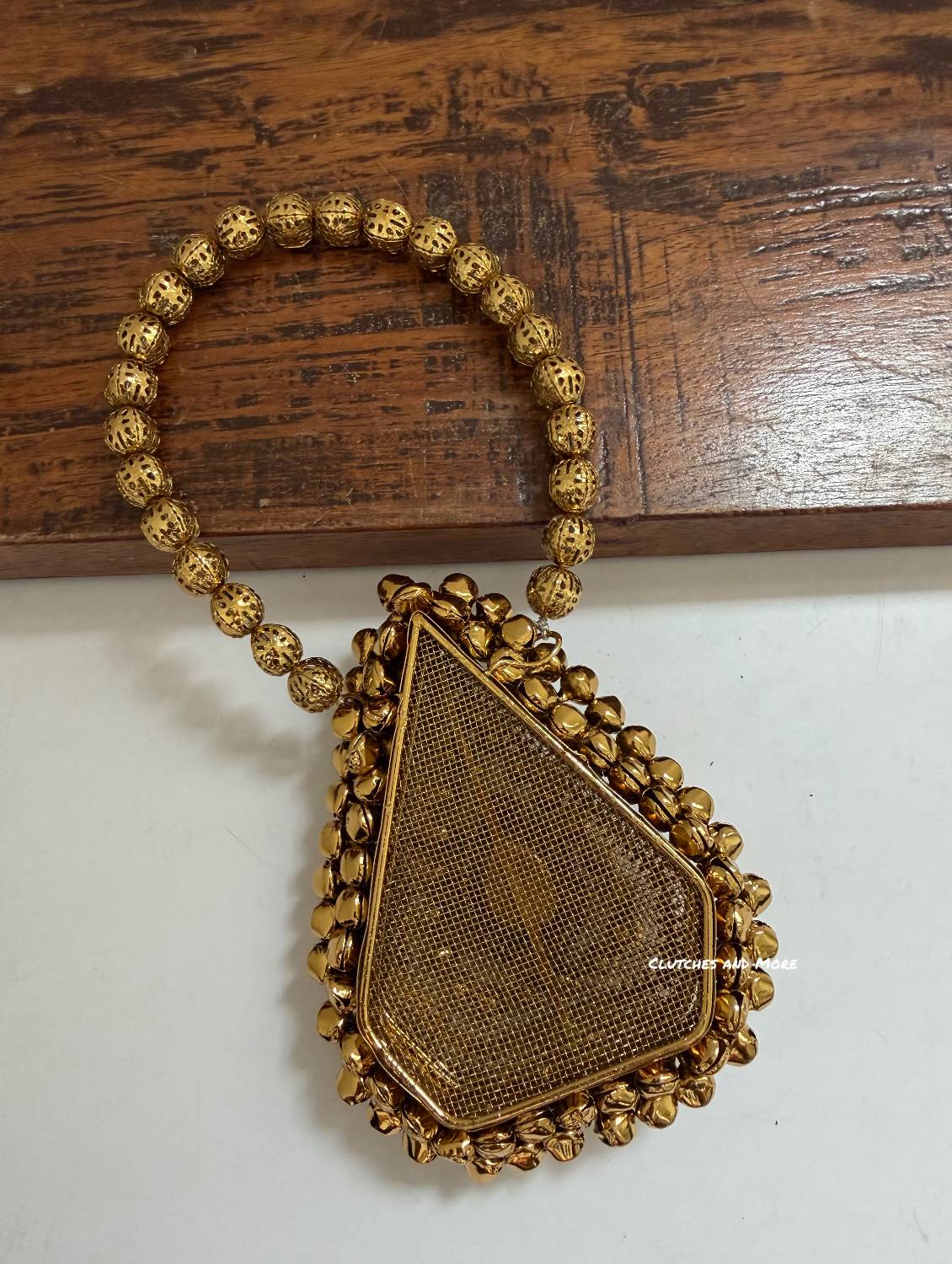 Mini Metal Triangle Ghunghroo Bag Gold