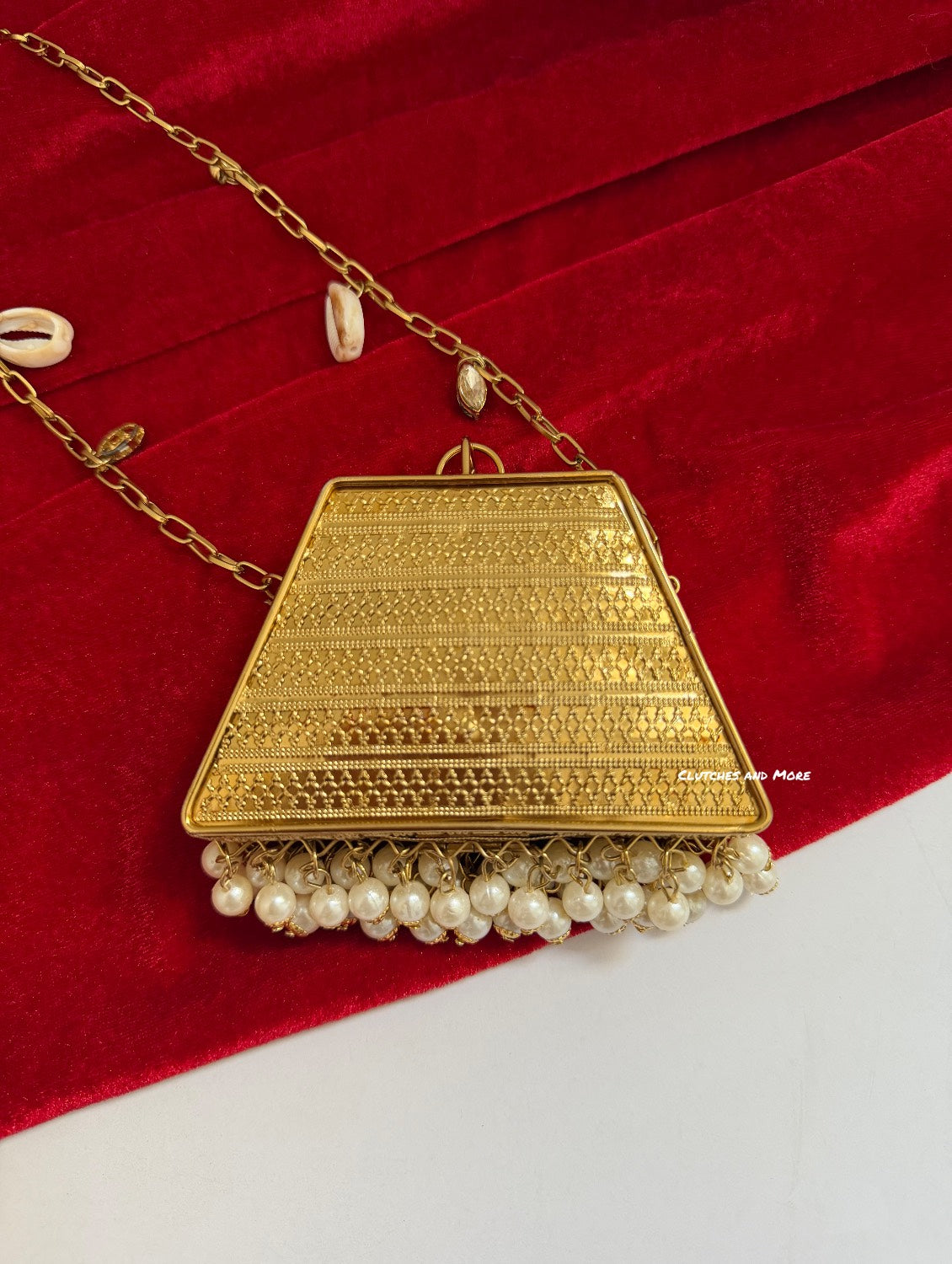 Mini MOP Brass Clutch Gold
