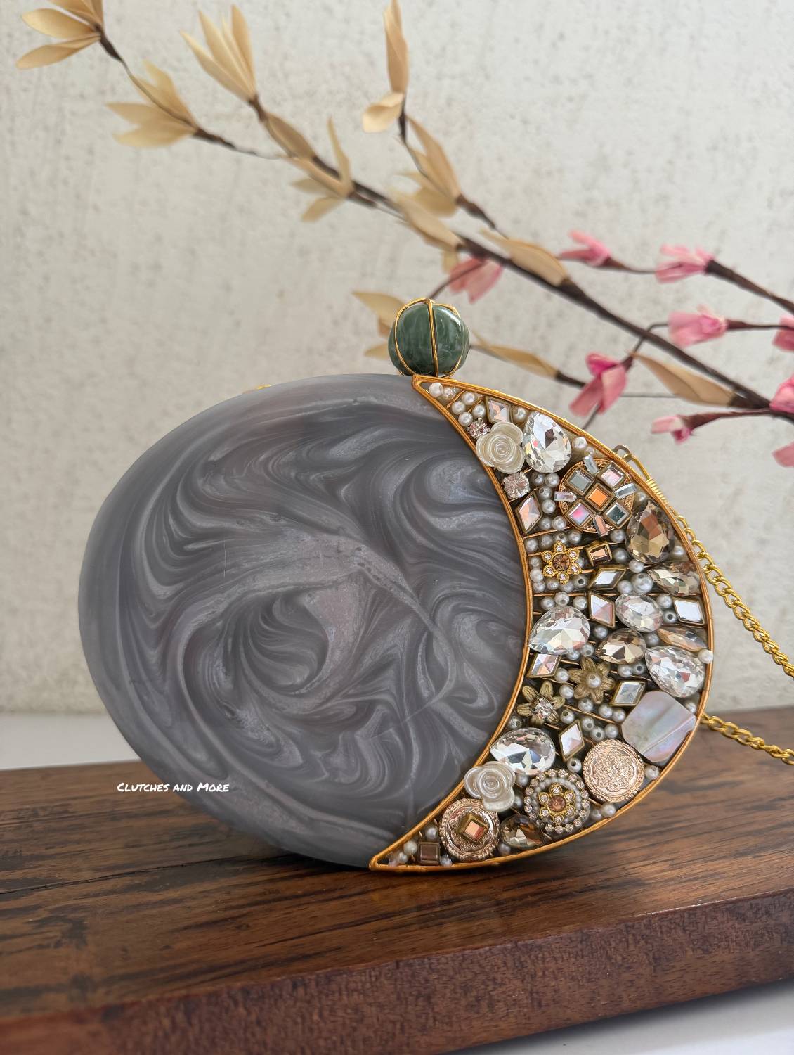 Moonstone Royal Resin Clutch Grey