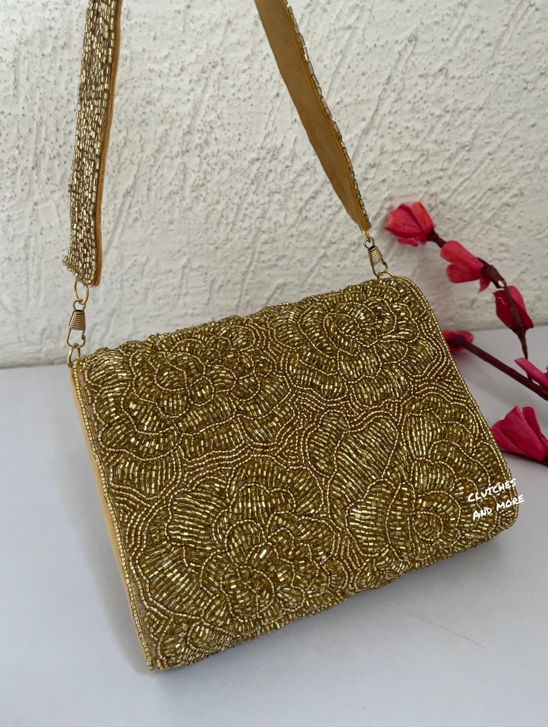 Gold Rose Flap Bag