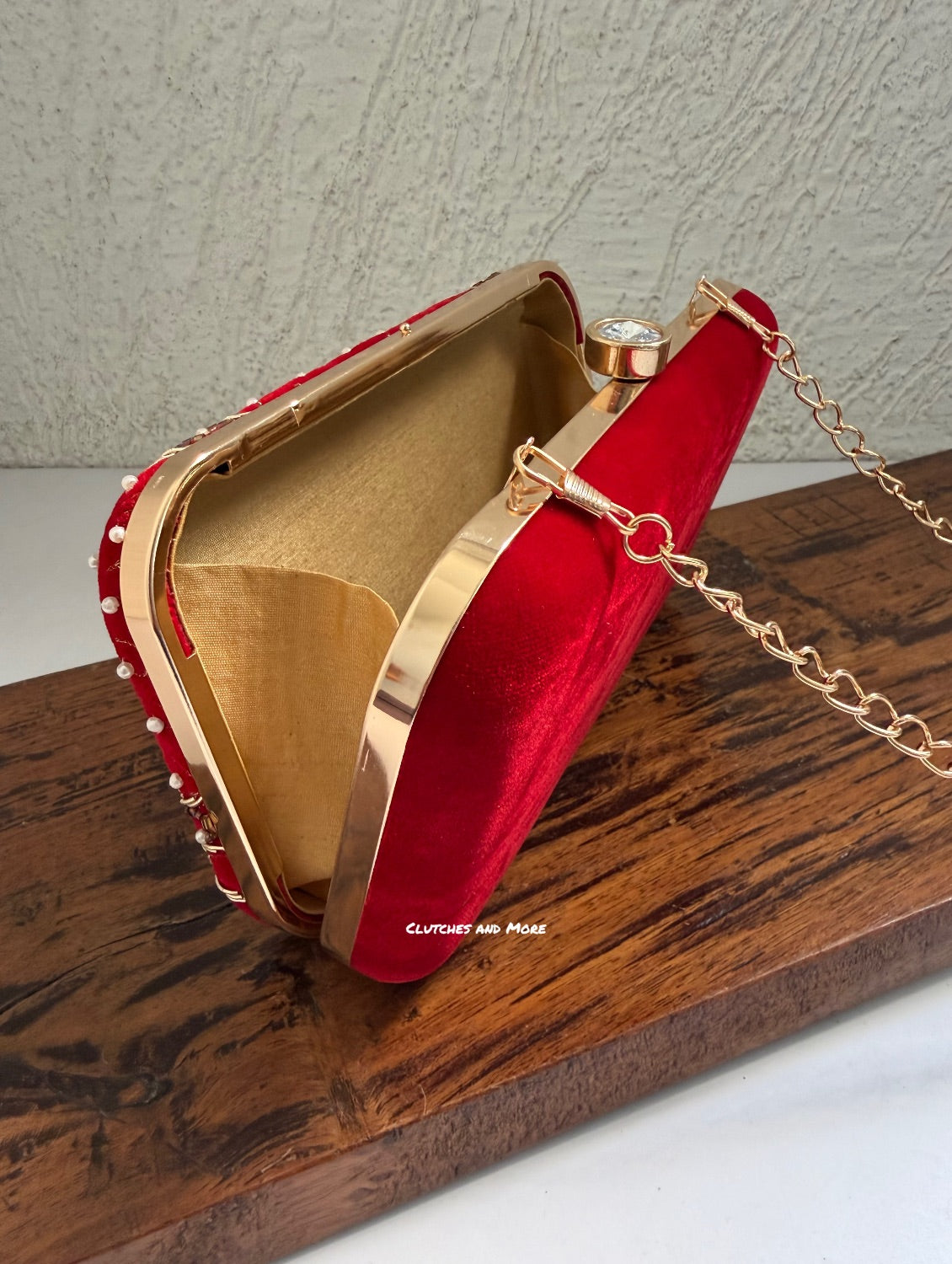 Red Handwork Ethnic Clutch