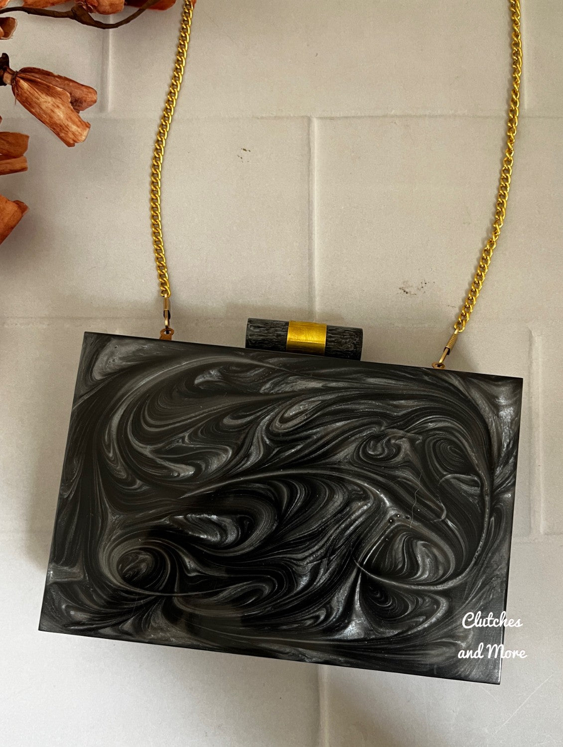 Black Resin Clutch with MOP Embelishments