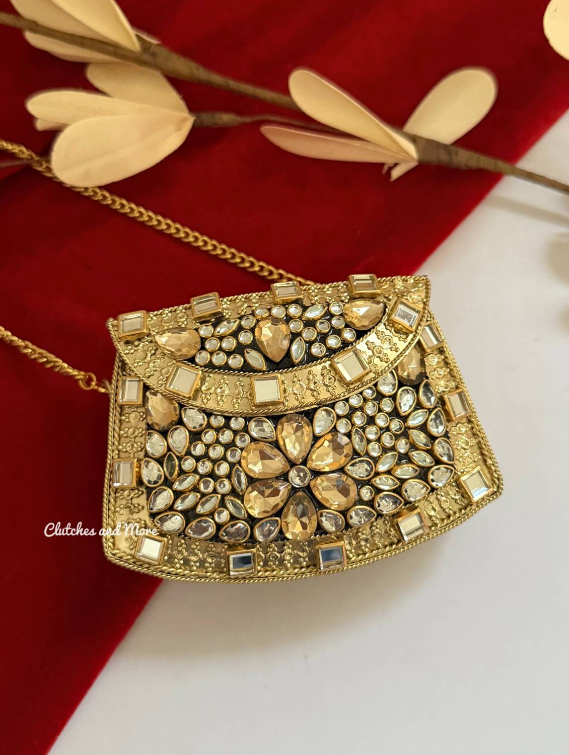 Kasika Kundan Brass Clutch Mini