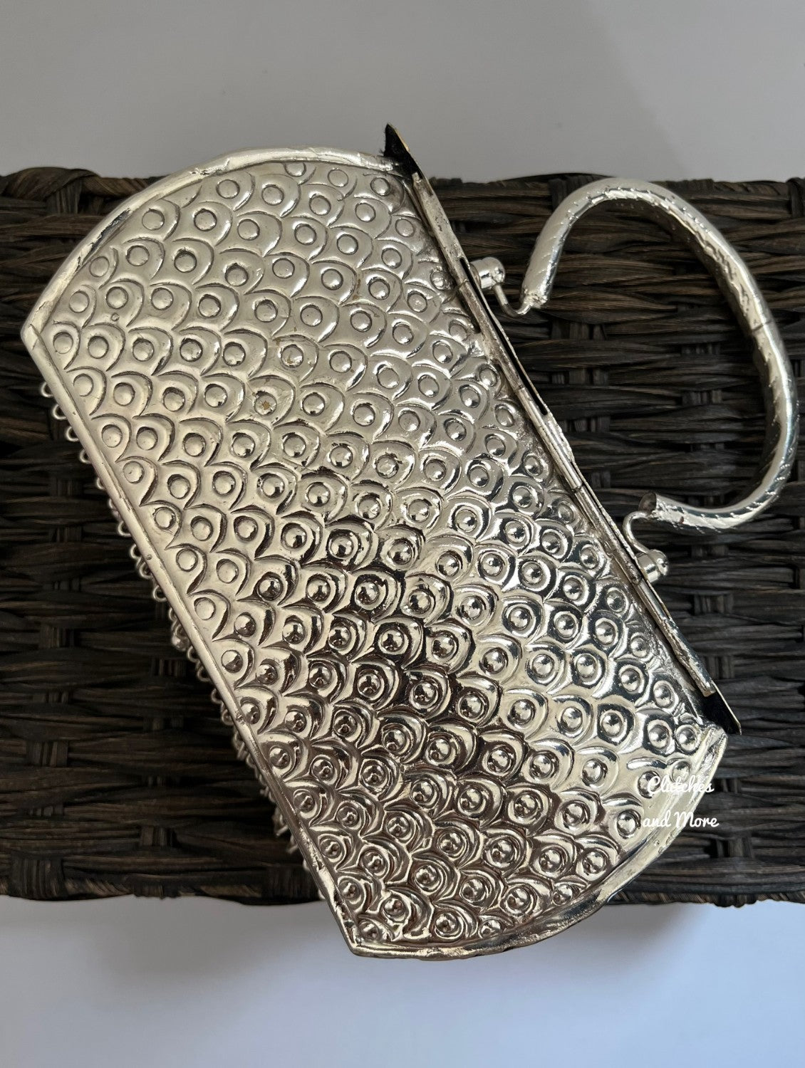 Designer Silver Brass Clutch With Bells