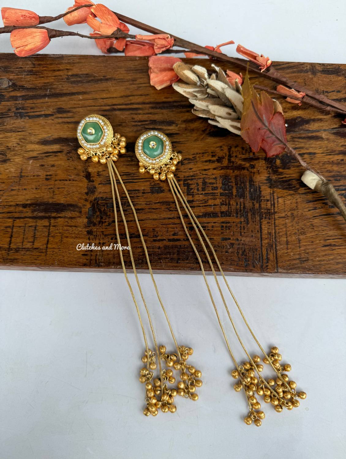 Jannat String Earrings Mint Green