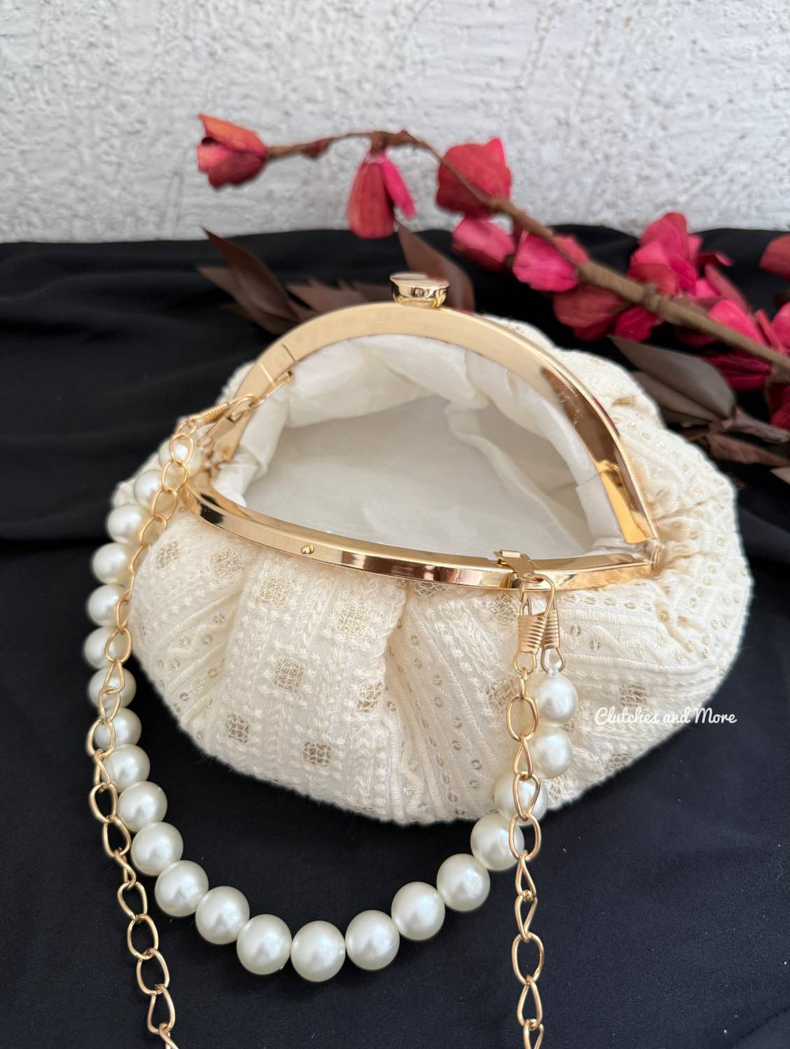 White Chikankari Batua Bag