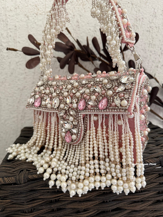 Premium Tassle Box clutch Pink