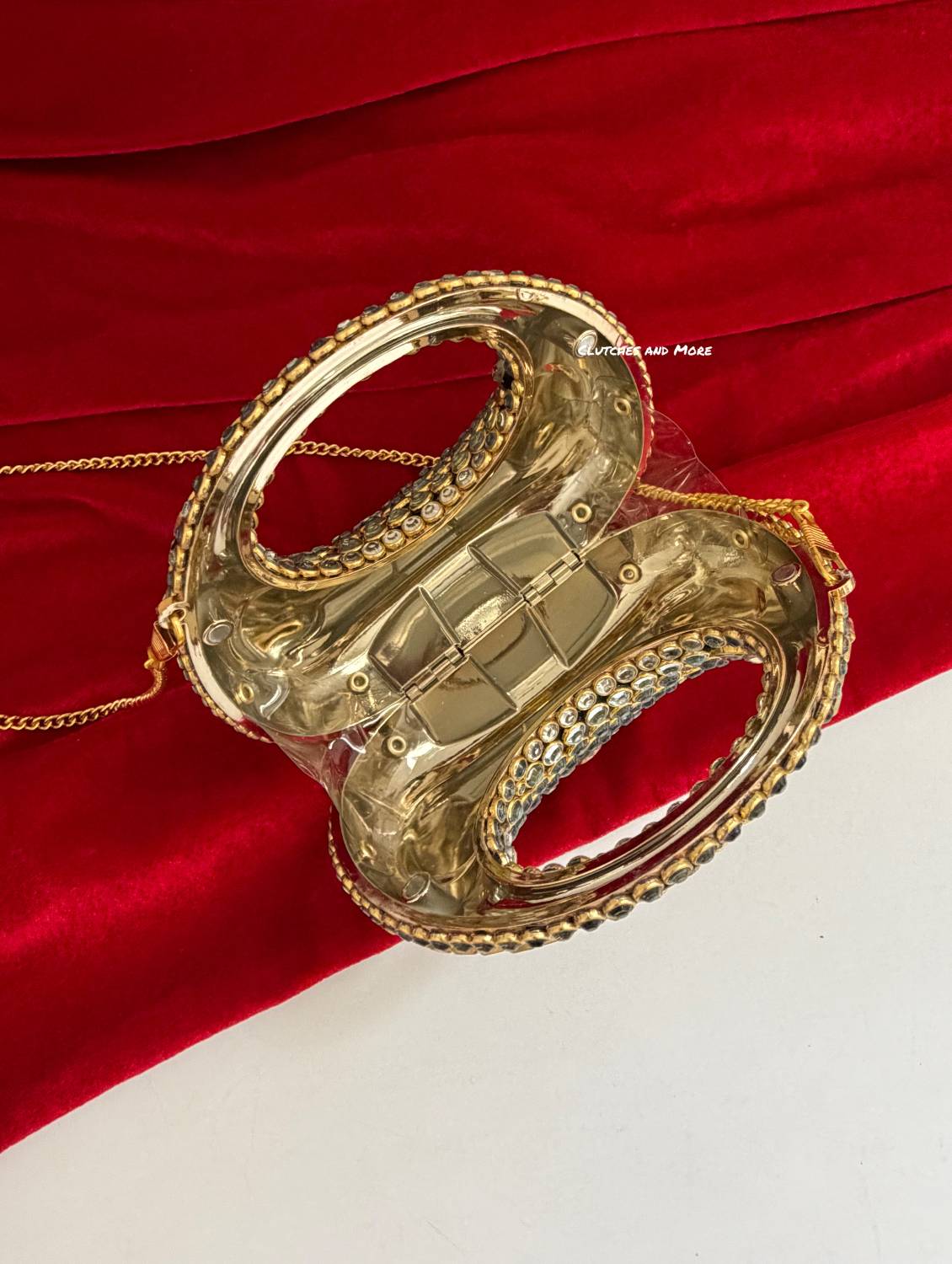 Kiana Kundan Clutch Mini Nude Gold